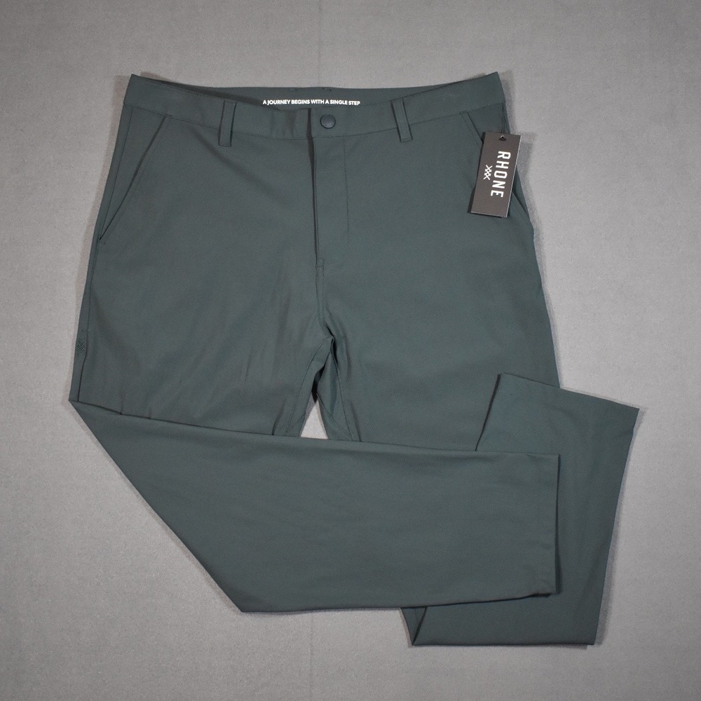 Rhone Commuter Pant - Slime in Wild Forrest Green 36x30 Stretch $138 MSRP